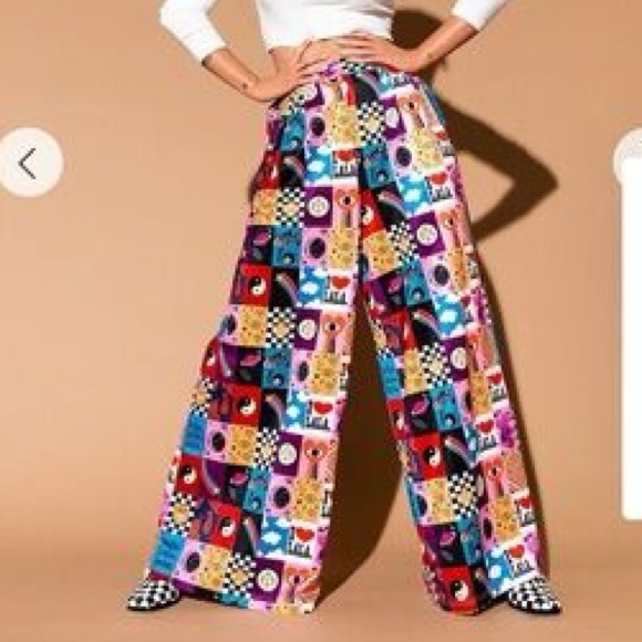 Dressed in lala Colorful Geometric Women´s Wide-Leg...